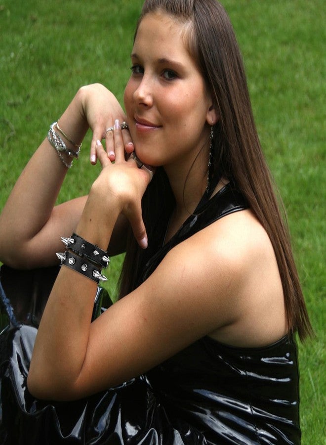 Yolev 2PCS Spiked Bracelets Black Emo bracelets for Men Women Adjustable Halloween Rock Braided Rivets Wristband Goth Bracelet Punk Accessories - Image 4