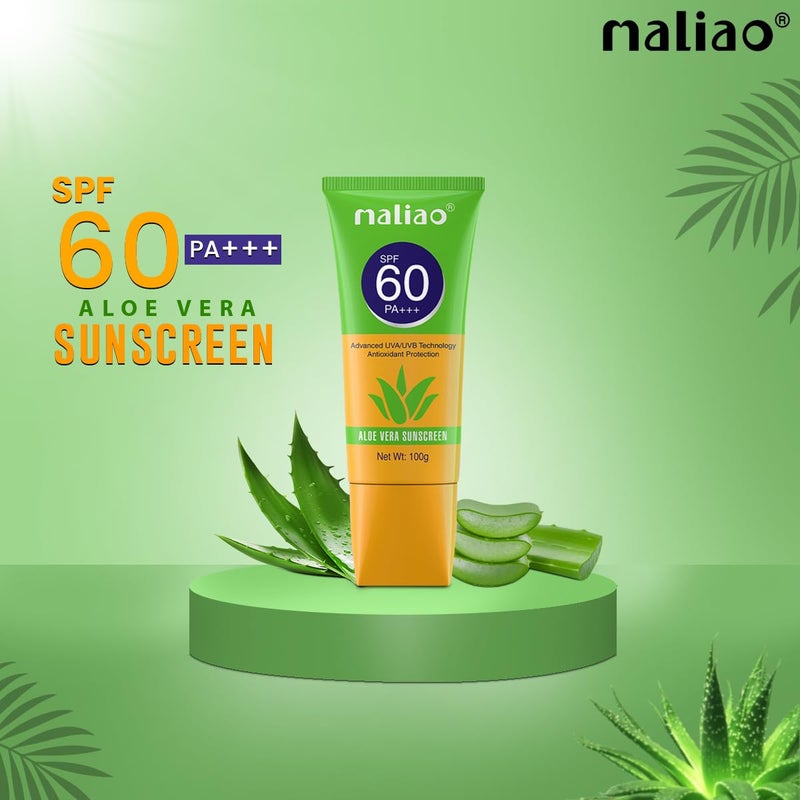 maliao واقي شمس مالياو بالصبار SPF 60 PA حماية شاملة من الشمس تركيبة مرطبة ومهدئة غير دهنية خفيفة الوزن سريعة الامتصاص مناسبة لجميع أنواع البشرة 100 جرام - Image 4