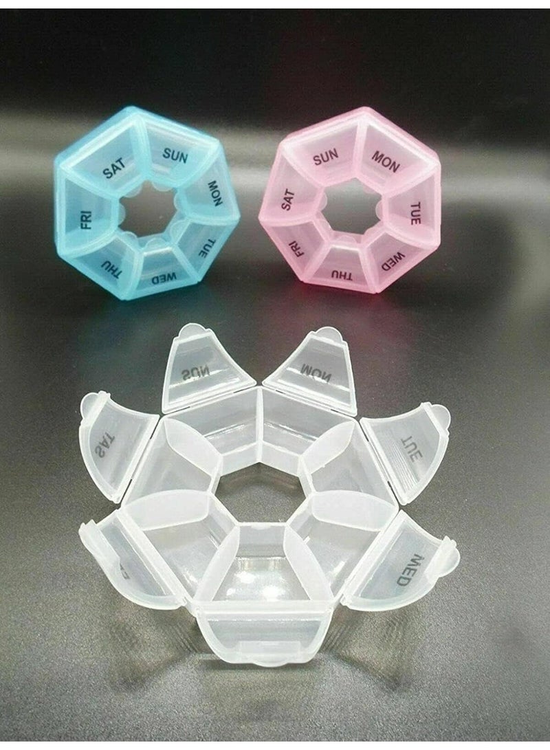 A 7-compartment weekly organizer in blue, practical and easy to use for safely storing daily doses 2 pcs. - Image 3