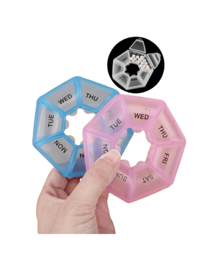 A 7-compartment weekly organizer in blue, practical and easy to use for safely storing daily doses 2 pcs. - Image 1