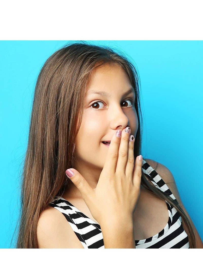 NIBEMINENT Kids False Nails, Children Press on Fake Tip Cartoon Full Cover Short Fingernail Artificial Tips Pre-glued Stickers for Girls Art Decoration (120Pcs) - Image 4