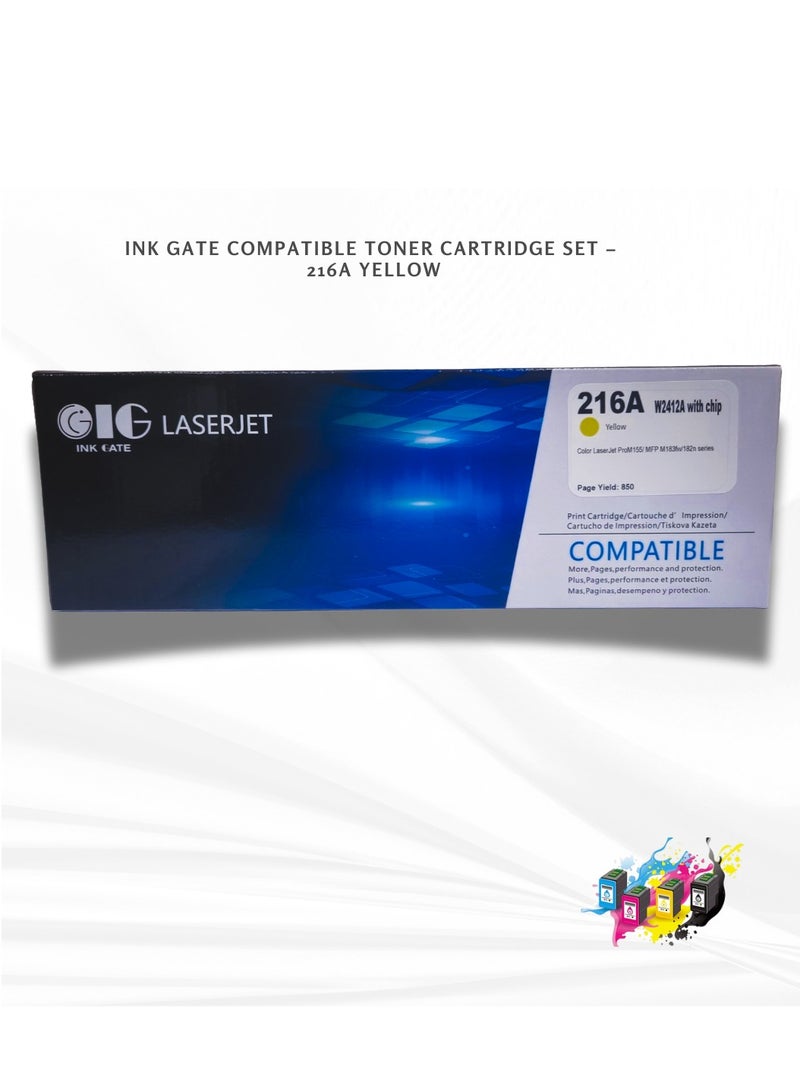 IG Yellow Toner Cartridge – Compatible with HP 216A – For LaserJet Pro 155a / 155nw / MFP 183fw / 182n – Up to 850 Pages - Image 1