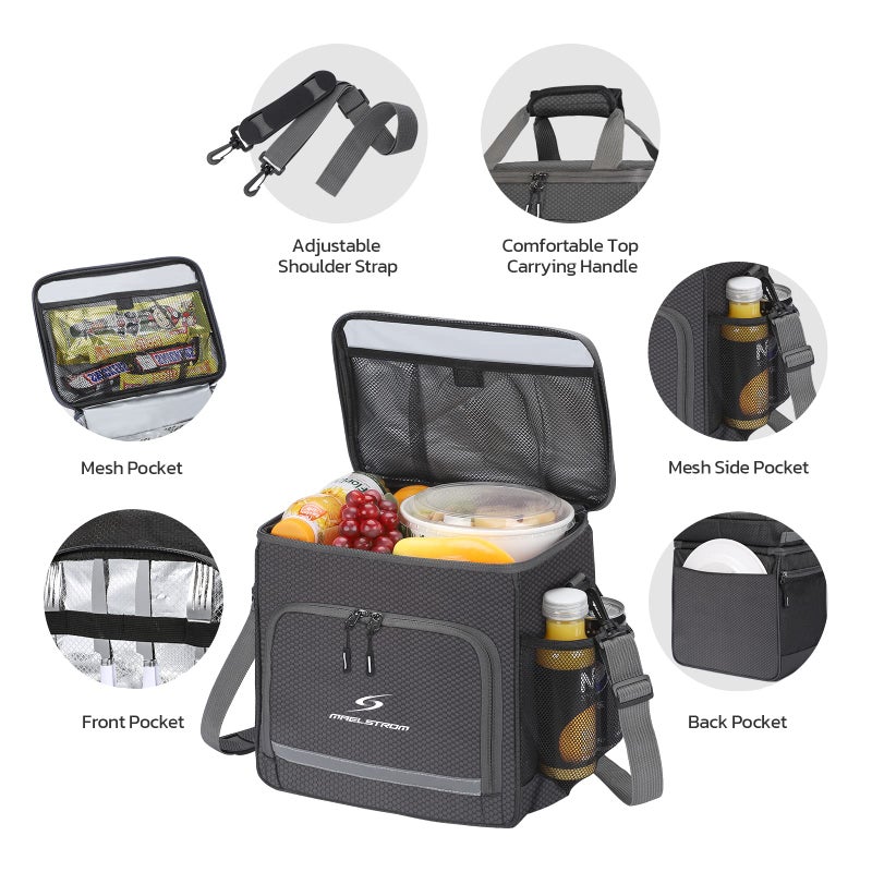 Maelstrom Lunch Box for Men,Insulated Lunch Bag Women/Men,Leakproof Lunch Cooler Bag,Lunch Tote Bag for Work,Small,Grey - Image 3