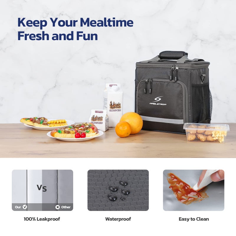 Maelstrom Lunch Box for Men,Insulated Lunch Bag Women/Men,Leakproof Lunch Cooler Bag,Lunch Tote Bag for Work,Small,Grey - Image 2