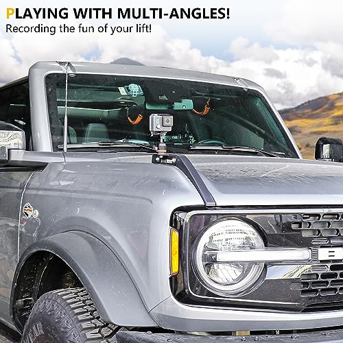 RERPRO for GoPro Action Camera Mount Holder for 2021 2022 2023 2024 2025 Ford Bronco 24 Door Exterior Accessories Hood Trail Sights Side Release Handle Mounting 360 Adjustable Black with Ball Mount - Image 3