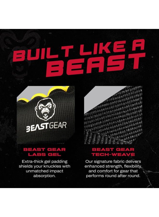 Beast Gear قفازات ملاكمة داخلية متقدمة مع جيل لحماية اليدين لرياضات القتال، MMA وفنون القتال (أسود أصفر/صغير) - Image 4