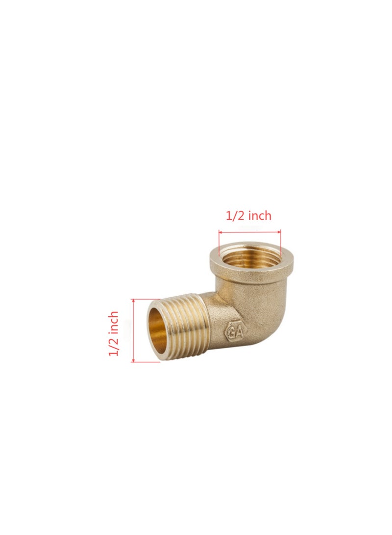 GA  2 Pcs set,  Brass Male Female Elbow 1/2 inch Brass Plumbing Fittings Set, High-Purity Copper Alloy, BSPT Thread Standard, - Image 2