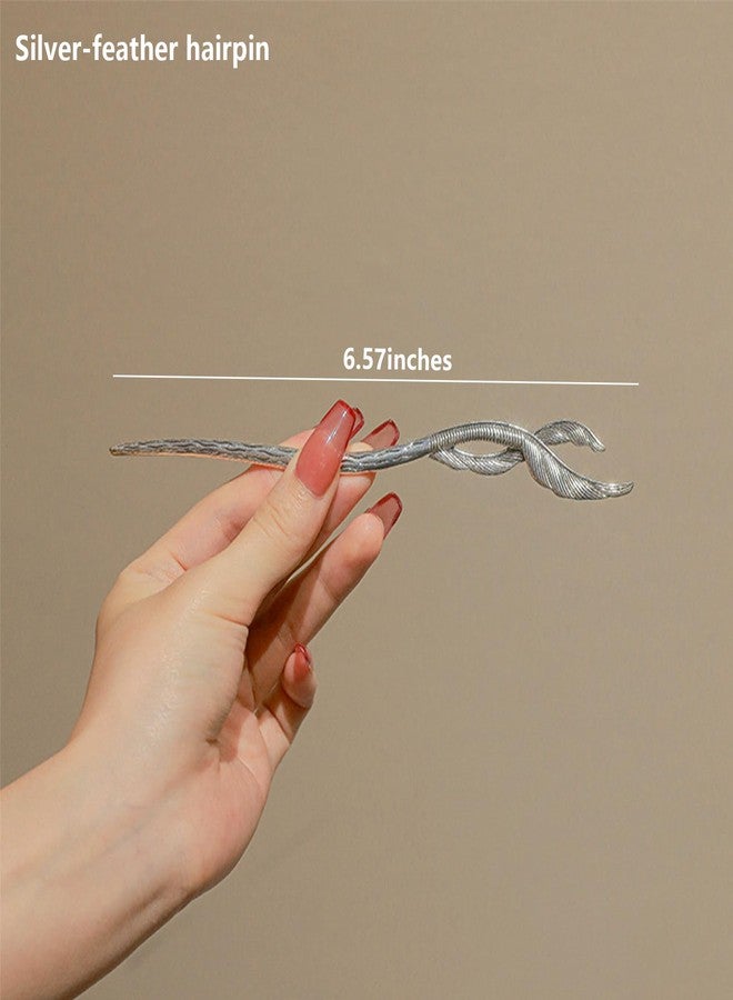 Snmzlc 2 Pcs Hair sticks for buns,French hair pins for women,Buns and Updos with No Hair Damage,Metal Feather French Pin Great Hold,Suitable for fine & thick hairUS304 - Image 3