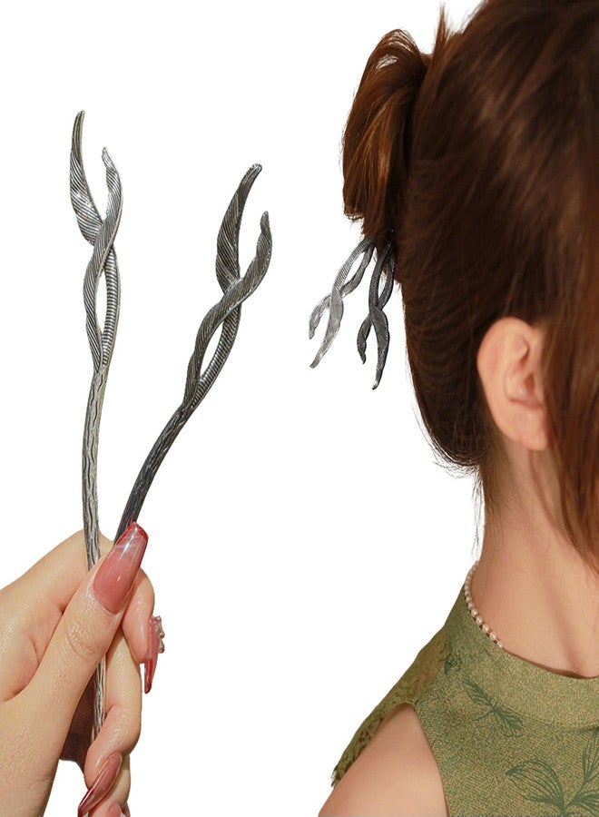 Snmzlc 2 Pcs Hair sticks for buns,French hair pins for women,Buns and Updos with No Hair Damage,Metal Feather French Pin Great Hold,Suitable for fine & thick hairUS304 - Image 1