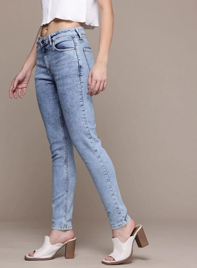 Freehand  Women Slim Fit Solid Mid Rise Jeans  | Best Price UAE