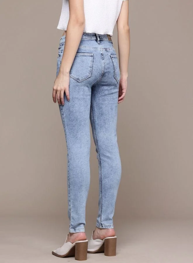 Freehand  Women Slim Fit Solid Mid Rise Jeans  | Best Price UAE