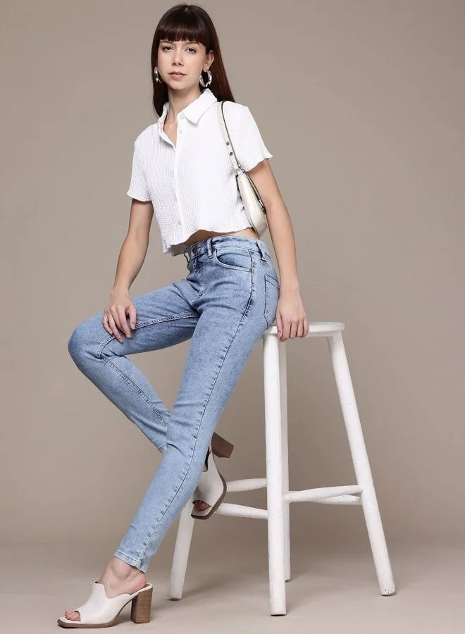 Freehand  Women Slim Fit Solid Mid Rise Jeans  | Best Price UAE