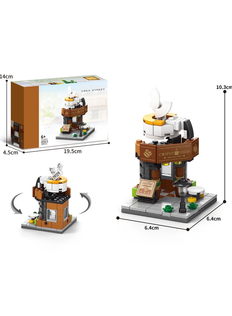 Loquat Coffee Shop 129pcs, Ever-Changing Street Scene Building Block Assembly Kit Games And Engineering Toys, Suitable For Children And Teenagers, Suitable For Gifts - Image 2