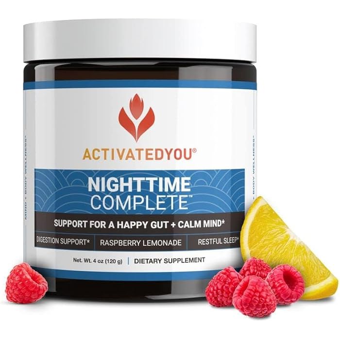 ACTIVATEDYOU Nighttime Complete by Activated You Daily Wellness Drink for Gut Health with Ashwagandha - Raspberry Lemonade with Prebiotics, Probiotics, Vitamin C - Supports Relaxation & Digestion, Plant-Based - Image 1