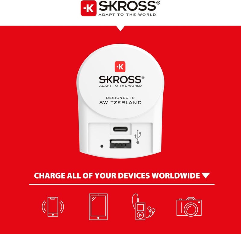 سكروس محول السفر USB من – أساسيات السفر محول قابس دولي لأوروبا - Image 3