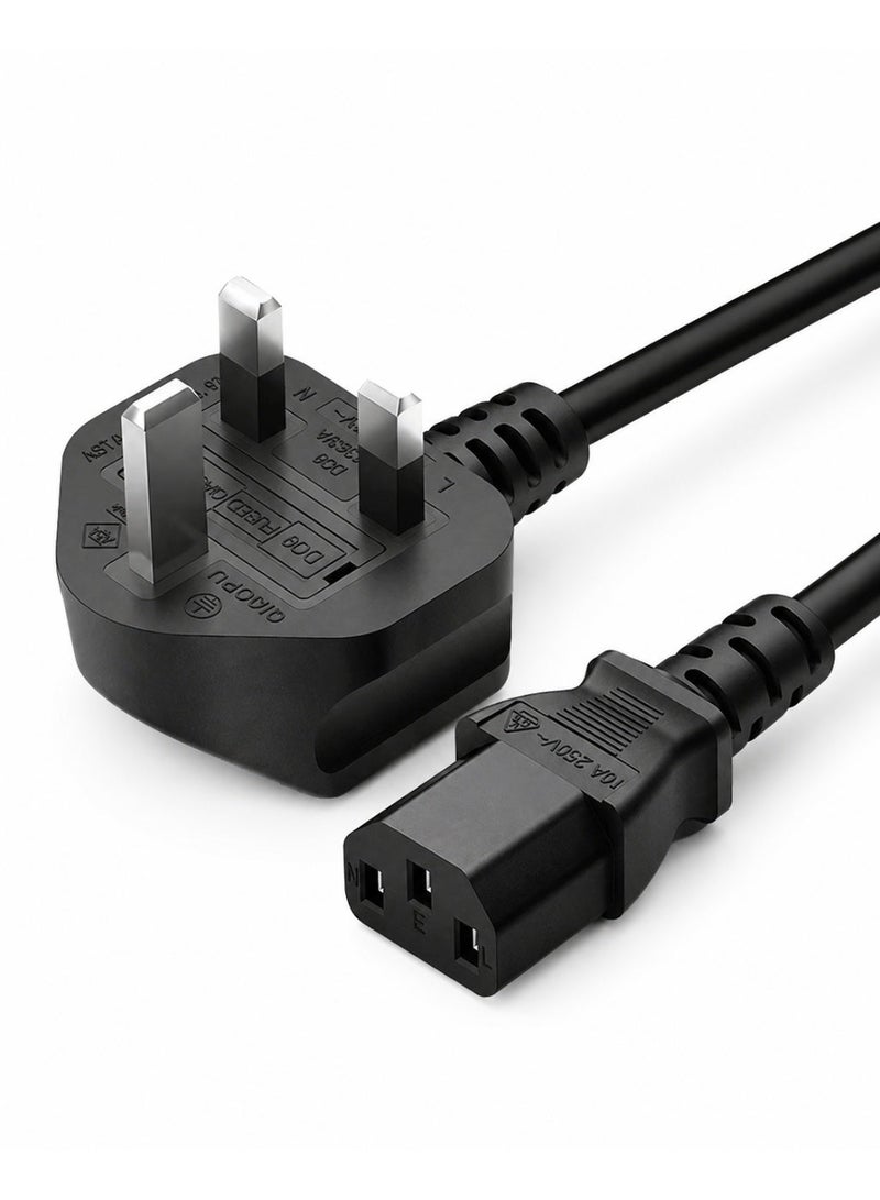 FUJISHKA UK 3-Pin PC Power Cable for Desktop PC and Monitor - Black 1.5m - Image 1