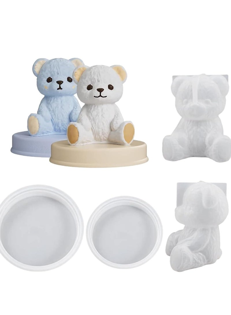 73Hours 4pcs 3D Bear Mold Teddy Resin Molds Animal Silicone Ice Cube  Candle for DIY Handmade Gifts Art Crafts Home Decoration (Bear) - Image 1
