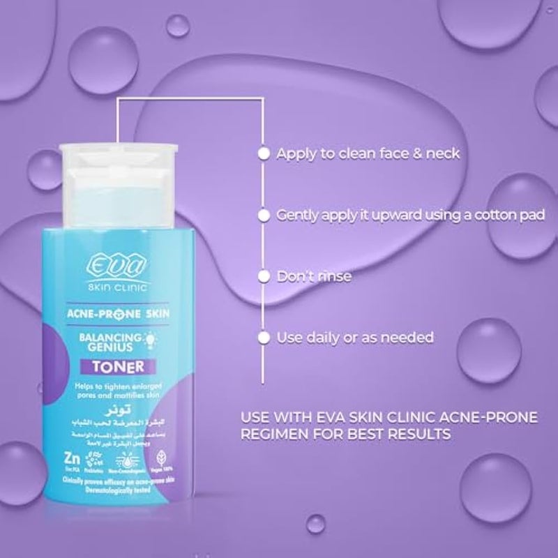 Eva Skin Clinic Acne-Prone Toner For Clean & Matte Skin, Minimizes Pores, Oil-Control, Acne-Safe, Suitable for Oily Skin, 200 ML - Image 2