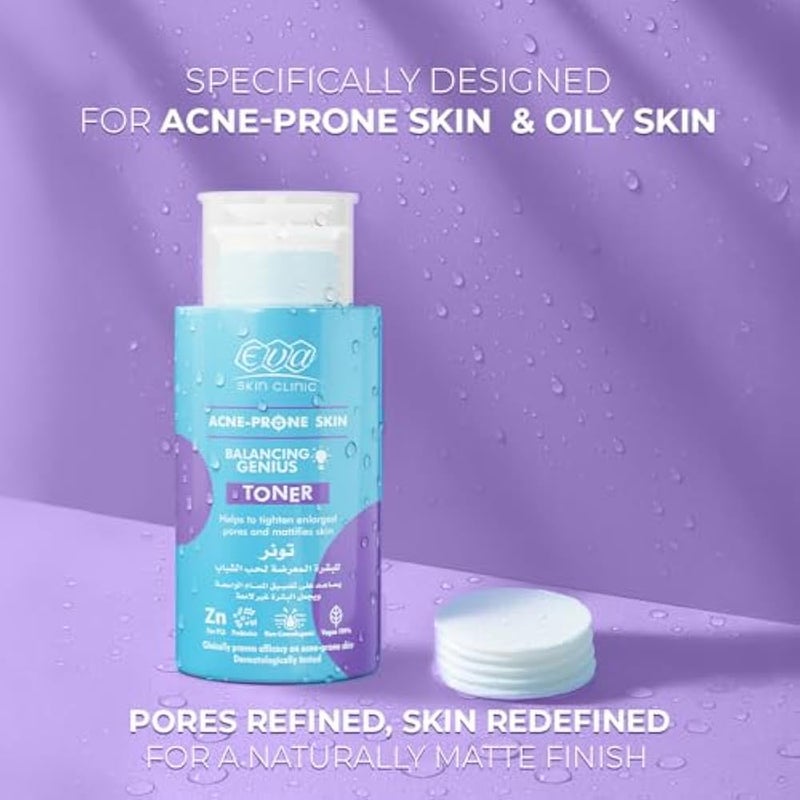 Eva Skin Clinic Acne-Prone Toner For Clean & Matte Skin, Minimizes Pores, Oil-Control, Acne-Safe, Suitable for Oily Skin, 200 ML - Image 3