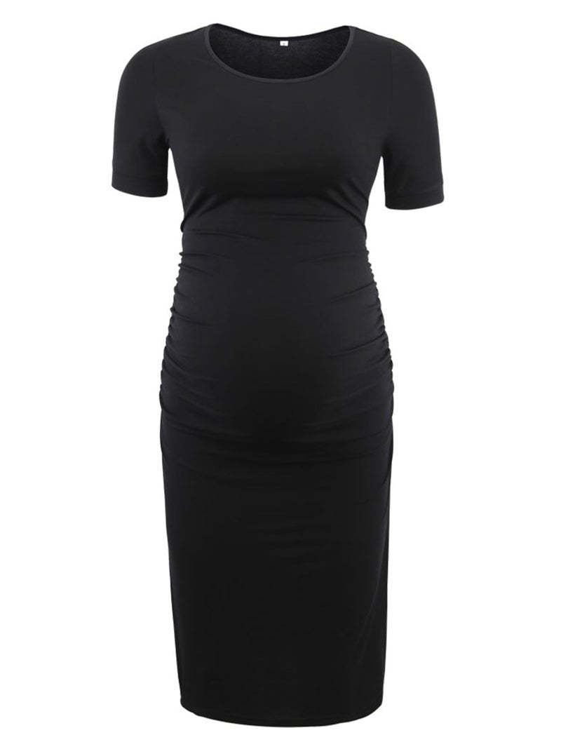 Liu & Qu Women's Maternity Bodycon Ruched Side Dress Casual Short Sleeve Dress for Daily Wearing Or Baby Shower - Image 4