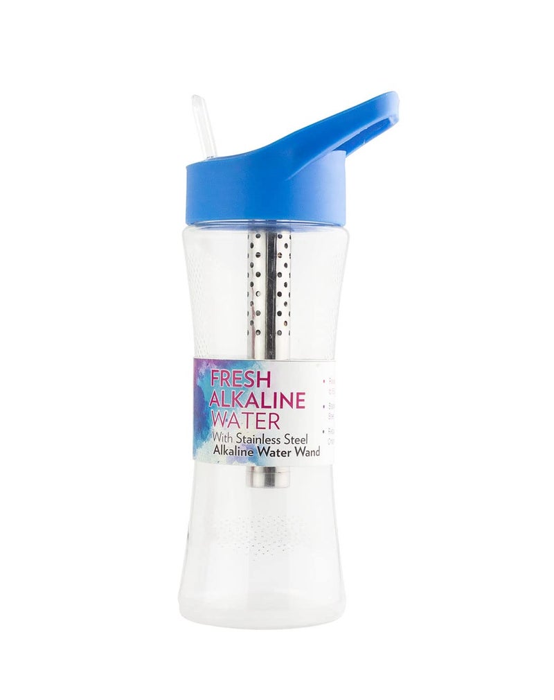 New Wave Enviro Alkaline Water Bottle with Stainless Steel Wand 22oz Capacity BPA Free Bottle Blue