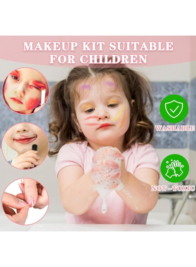 أوزيغالور مجموعة مكياج للأطفال للفتيات، مجموعة مكياج حقيقية مع موسيقى، آمنة وقابلة للغسل وغير سامة، للأعمار من 4 إلى 7 سنوات، لون وردي - Image 4