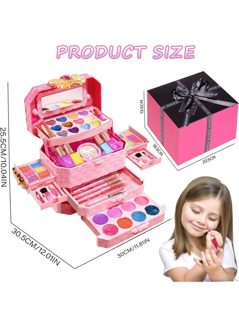 أوزيغالور مجموعة مكياج للأطفال للفتيات، مجموعة مكياج حقيقية مع موسيقى، آمنة وقابلة للغسل وغير سامة، للأعمار من 4 إلى 7 سنوات، لون وردي - Image 5