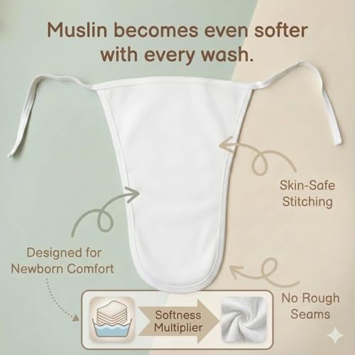 BUMSIES Cotton Nappies/Cloth Diaper/Langots for New Born Baby Essentials | Washable Reusable, Skin-Friendly Muslin Langot Nappy U-Shape Tie up Baby Langot 0-3 months Pack of 10 Multicolor Printed - Image 4