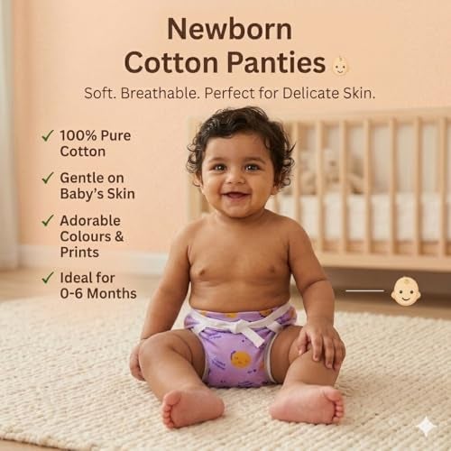 BUMSIES Cotton Nappies/Cloth Diaper/Langots for New Born Baby Essentials | Washable Reusable, Skin-Friendly Muslin Langot Nappy U-Shape Tie up Baby Langot 0-3 months Pack of 10 Multicolor Printed - Image 2