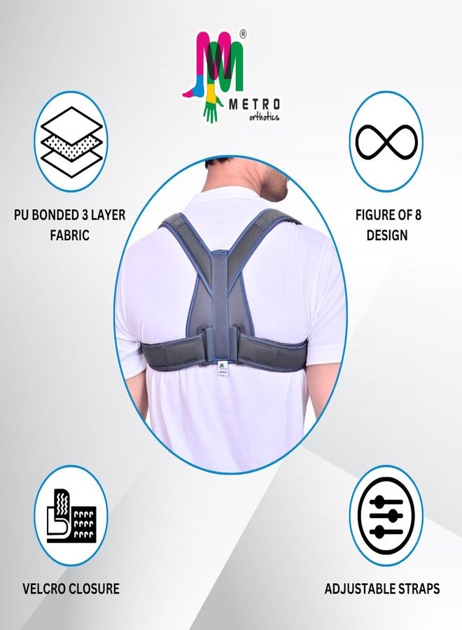 دعامة الترقوة من METRO Orthotics مزودة بشريط لاصق لتثبيت وتقويم كسور الترقوة ودعم الظهر للرجال والنساء (مقاس موحد) - Image 4