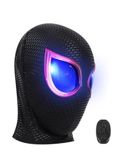 Spider Superhero Mask Toy with Moving Eyes and LED Lights - Movable Eyes Remote Control, Fun Gift for Men (Black)
