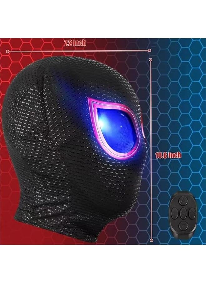 Generic - Spider Superhero Mask Toy with Moving Eyes and LED Lights - Movable Eyes Remote Control, Fun Gift for Men (Black) - Image 1