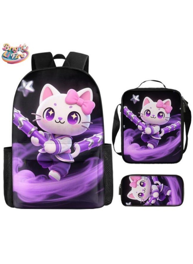 Bright Li Fire Unlock the new fashion of childish fun! Three-piece set of bags, cartoon elements for children and teenagers (students, children, friends' outings, mountain climbing, schooling, etc. can be used) - 65 - Image 1