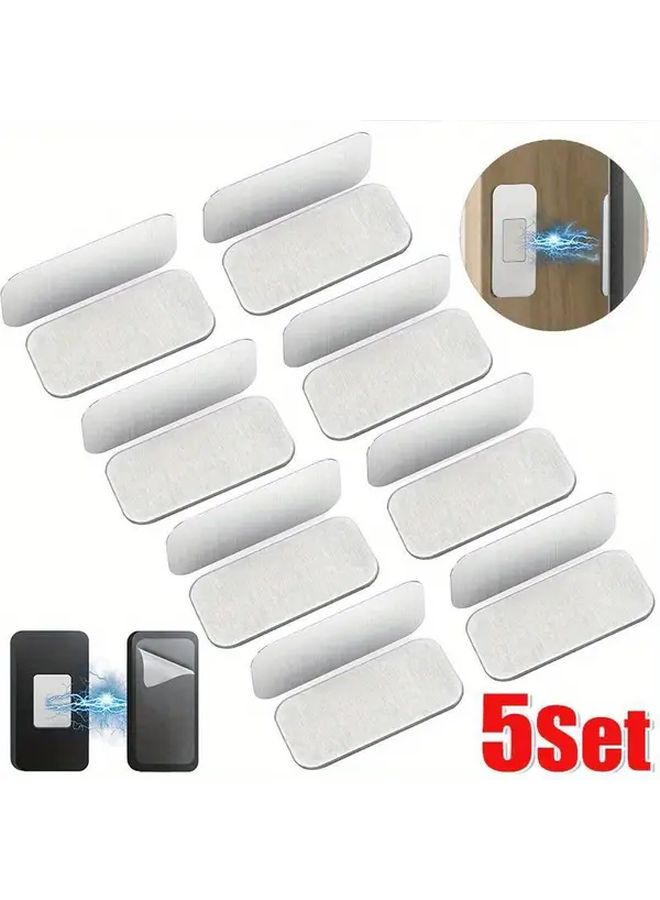 Black 10Pcs 5Set Magnetic Cabinet Catches Self Adhesive Invisible Hidden Door Stop - Image 2