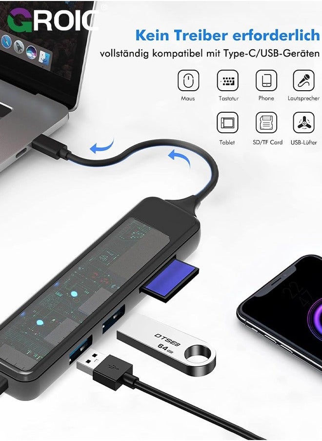 GROIC USB 3.0 HUB Card Reader Type C Splitter 4/5 in 1 SDTF for Computer Accessorie Extender 4 Port Data Hub  - Image 4