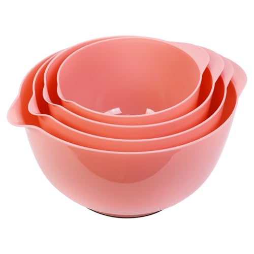 BoxedHome Nesting Plastic Mixing Bowl Set With Pour Spout Microwave and Dishwasher Safe BPA free NonSlip Base Set of 4 Size 17 25 35 and 45qt Great for Prepping Baking - Image 1