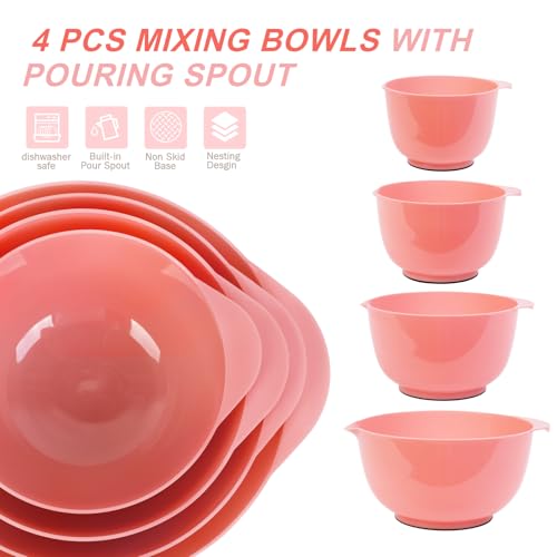 BoxedHome Nesting Plastic Mixing Bowl Set With Pour Spout Microwave and Dishwasher Safe BPA free NonSlip Base Set of 4 Size 17 25 35 and 45qt Great for Prepping Baking - Image 3