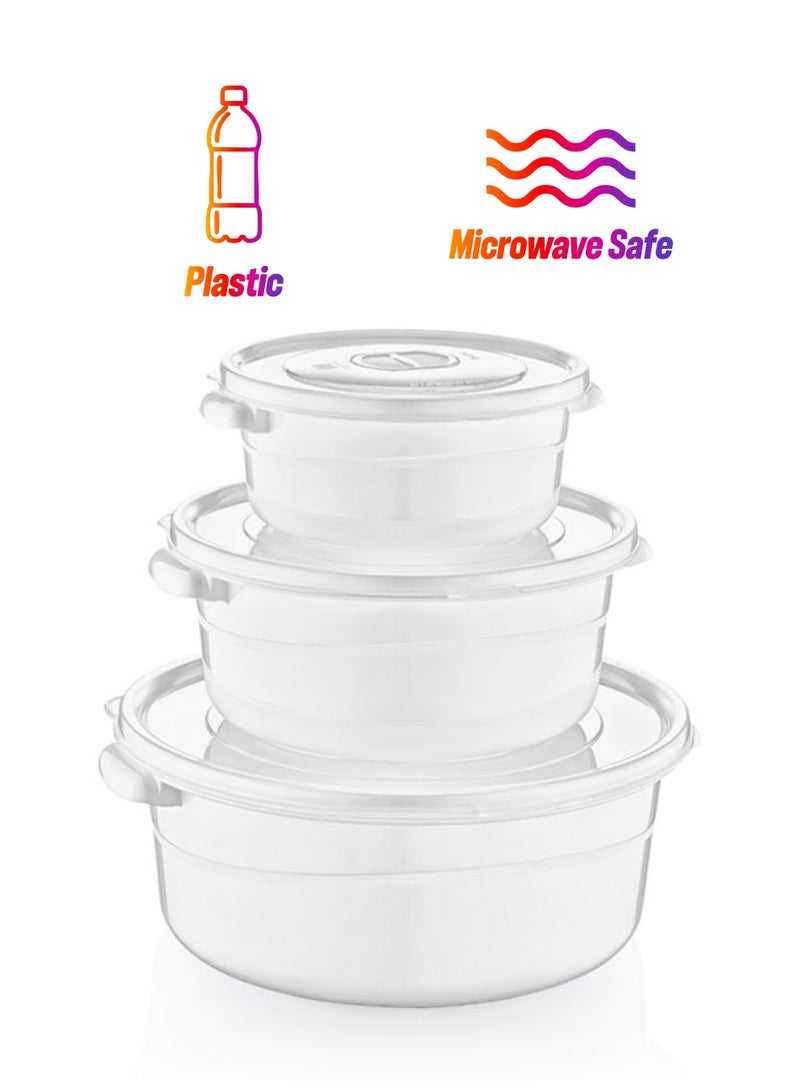 هوبي لايف طقم حاوية صندوق تخزين ميكروفريش دائري مكون من 3 قطع، 0.5+1+2 لتر