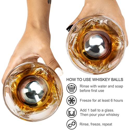 Frolk Whiskey Decanter Gift Set for Men – Twisted Bourbon Decanter, 2 Glasses, 2 XL Stainless Steel Whisky Stones - Balls, 2 Slate Coasters, Special Tongs & Freezer Pouch in Pinewood Gift Box - Image 4