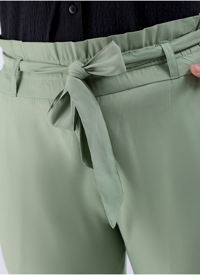 Freehand Women Slim Fit Solid Mid-Rise Elasticated Ruffle Waist Trousers  - Image 4