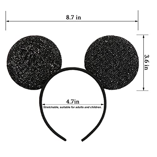 CHuangQi 20pcs Mouse Ears Headbands Black Sequin Ears for Boys & Girls Birthday Party Favors - Image 3