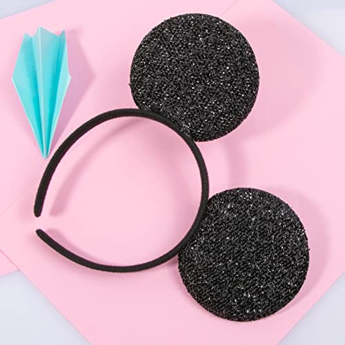 CHuangQi 20pcs Mouse Ears Headbands Black Sequin Ears for Boys & Girls Birthday Party Favors - Image 5
