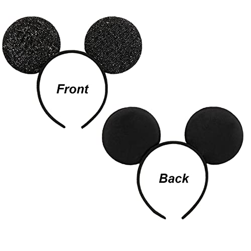 CHuangQi 20pcs Mouse Ears Headbands Black Sequin Ears for Boys & Girls Birthday Party Favors - Image 2