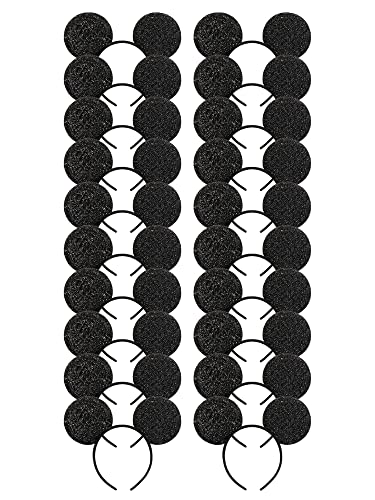 CHuangQi 20pcs Mouse Ears Headbands Black Sequin Ears for Boys & Girls Birthday Party Favors - Image 1