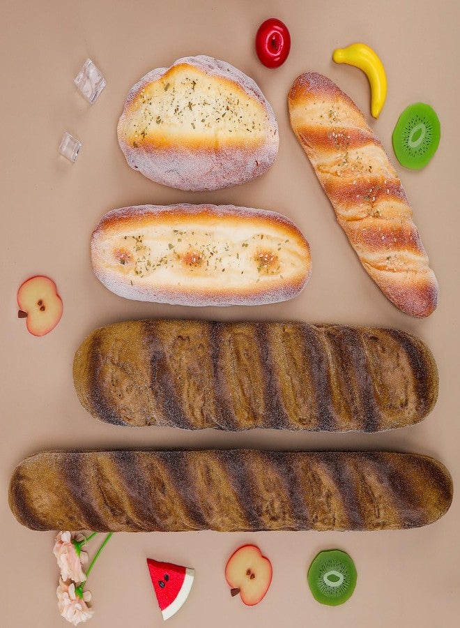 Gresorth 5pcs Artificial French Bread Set for Decoration Highly Simulated Fake Rye Baguette Home Kitchen Party Food Display Photography Props - Image 3