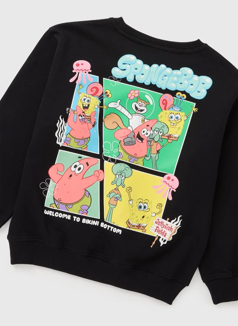 Matalan Spongebob Boys Black Sweatshirt
