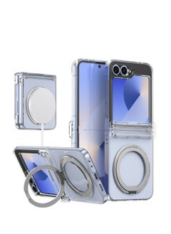 Generic Case for Samsung Galaxy Z Flip 6 Compatible with Magsafe Built-in Kickstand TPU Hinge Protection Matte PC Cover Ultra Shockproof Phone Case Clear  - Image 1