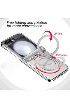 Generic Case for Samsung Galaxy Z Flip 6 Compatible with Magsafe Built-in Kickstand TPU Hinge Protection Matte PC Cover Ultra Shockproof Phone Case Clear  - Image 2