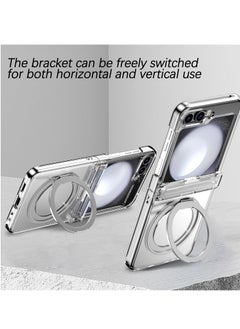 Generic Case for Samsung Galaxy Z Flip 6 Compatible with Magsafe Built-in Kickstand TPU Hinge Protection Matte PC Cover Ultra Shockproof Phone Case Clear  - Image 3