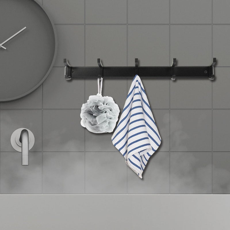 Black 5 Hook Over Door Hanging Organizer For Clothes Towels And Sundries - Image 5